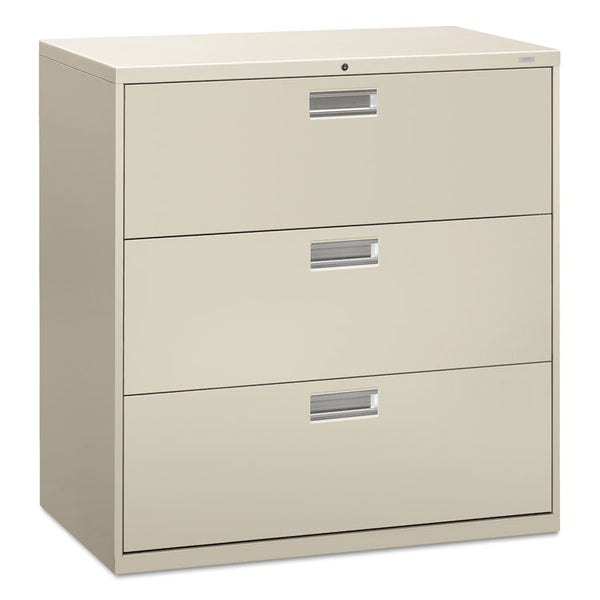 HON® Brigade 600 Series Lateral File, 3 Legal/Letter-Size File Drawers, Light Gray, 42" x 18" x 39.13" (HON693LQ)