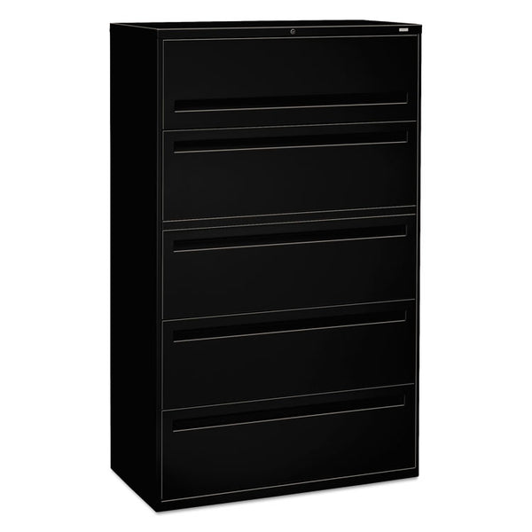 HON® Brigade 700 Series Lateral File, 4 Legal/Letter-Size File Drawers, 1 File Shelf, 1 Post Shelf, Black, 42" x 18" x 64.25" (HON795LP)