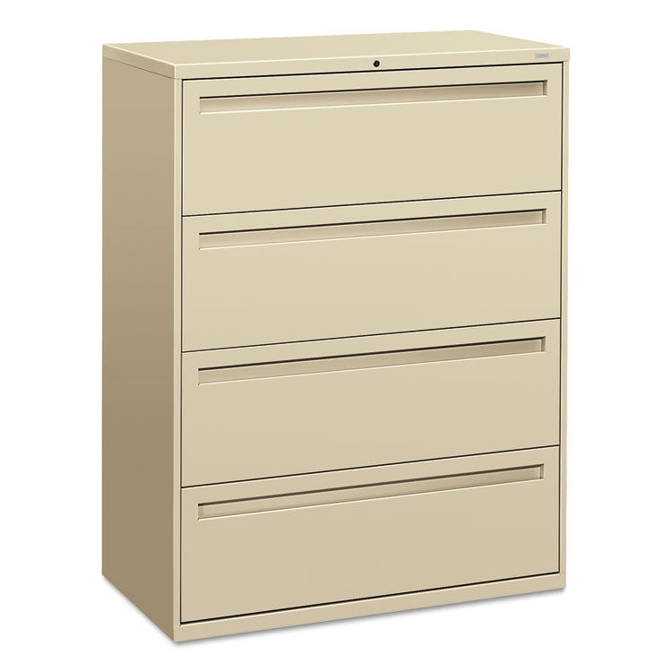 HON® Brigade 700 Series Lateral File, 4 Legal/Letter-Size File Drawers, Putty, 42" x 18" x 52.5" (HON794LL)