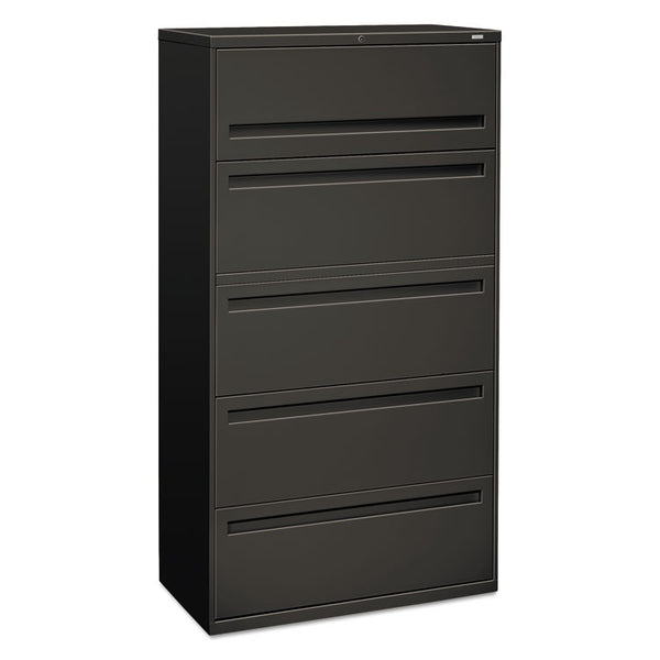 HON® Brigade 700 Series Lateral File, 4 Legal/Letter-Size File Drawers, 1 File Shelf, 1 Post Shelf, Charcoal, 36" x 18" x 64.25" (HON785LS)