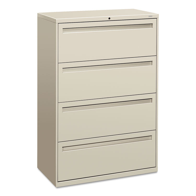 HON® Brigade 700 Series Lateral File, 4 Legal/Letter-Size File Drawers, Light Gray, 36" x 18" x 52.5" (HON784LQ)