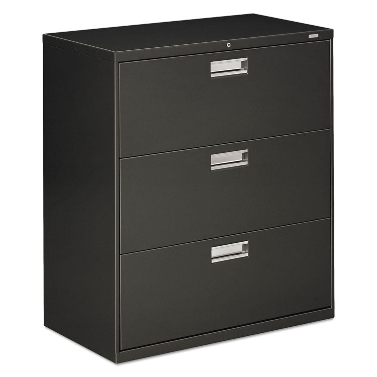 HON® Brigade 600 Series Lateral File, 3 Legal/Letter-Size File Drawers, Charcoal, 36" x 18" x 39.13" (HON683LS) Each