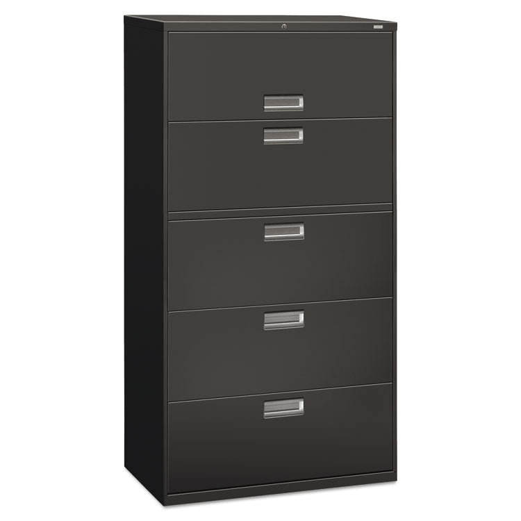HON® Brigade 600 Series Lateral File, 4 Legal/Letter-Size File Drawers, 1 Roll-Out File Shelf, Charcoal, 36" x 18" x 64.25" (HON685LS) Each