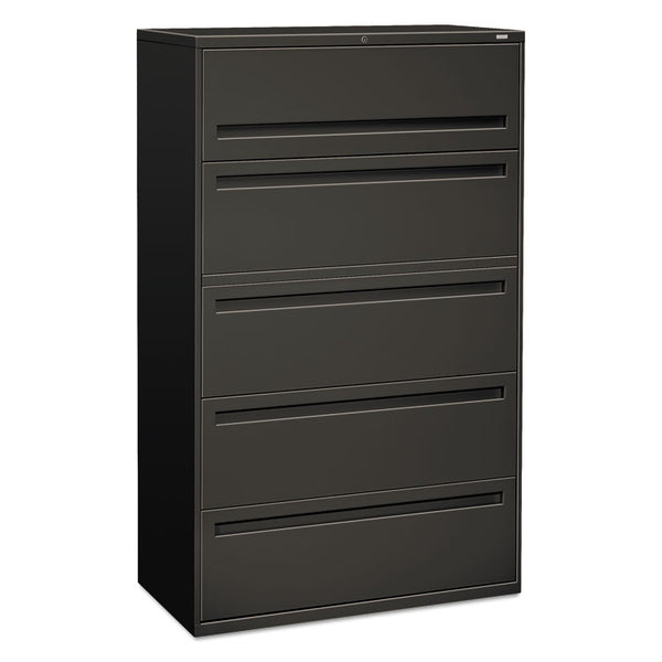 HON® Brigade 700 Series Lateral File, 4 Legal/Letter-Size File Drawers, 1 File Shelf, 1 Post Shelf, Charcoal, 42" x 18" x 64.25" (HON795LS)