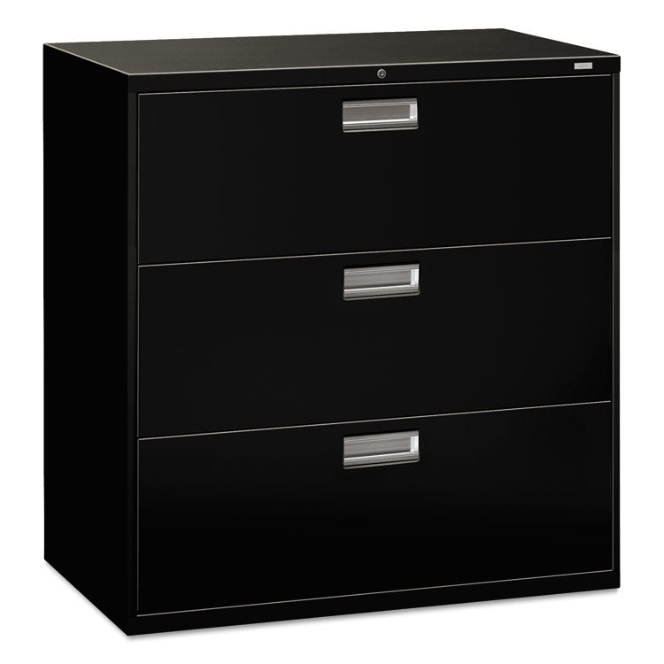 HON® Brigade 600 Series Lateral File, 3 Legal/Letter-Size File Drawers, Black, 42" x 18" x 39.13" (HON693LP)