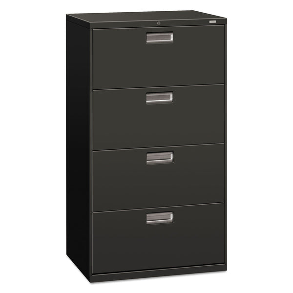 HON® Brigade 600 Series Lateral File, 4 Legal/Letter-Size File Drawers, Charcoal, 30" x 18" x 52.5" (HON674LS)