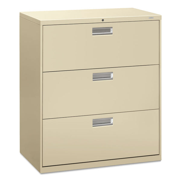 HON® Brigade 600 Series Lateral File, 3 Legal/Letter-Size File Drawers, Putty, 36" x 18" x 39.13" (HON683LL)