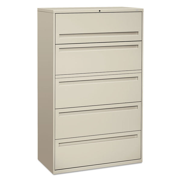 HON® Brigade 700 Series Lateral File, 4 Legal/Letter-Size File Drawers, 1 File Shelf, 1 Post Shelf, Light Gray, 42" x 18" x 64.25" (HON795LQ)