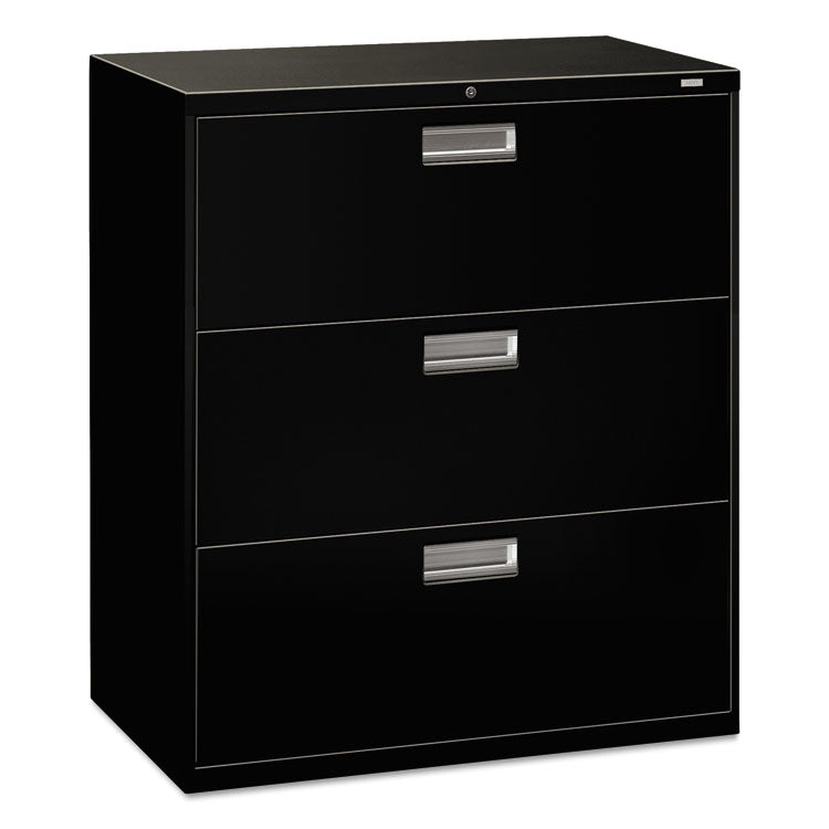 HON® Brigade 600 Series Lateral File, 3 Legal/Letter-Size File Drawers, Black, 36" x 18" x 39.13" (HON683LP)