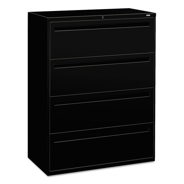 HON® Brigade 700 Series Lateral File, 4 Legal/Letter-Size File Drawers, Black, 42" x 18" x 52.5" (HON794LP)