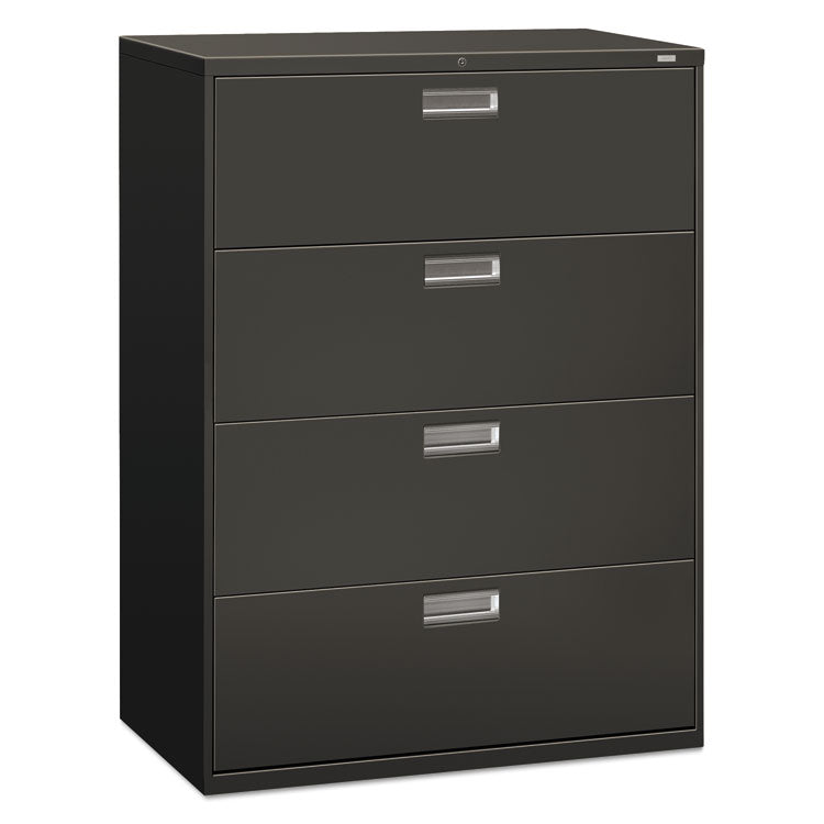 HON® Brigade 600 Series Lateral File, 4 Legal/Letter-Size File Drawers, Charcoal, 42" x 18" x 52.5" (HON694LS)