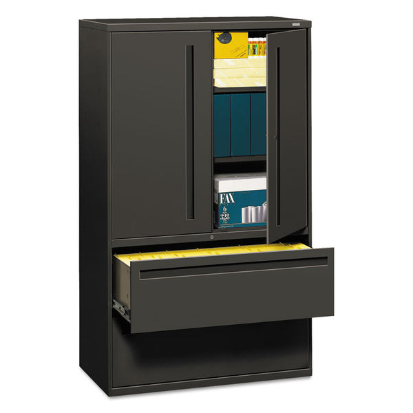 HON® Brigade 700 Series Lateral File, Three-Shelf Enclosed Storage, 2 Legal/Letter-Size File Drawers, Charcoal, 42" x 18" x 64.25" (HON795LSS)