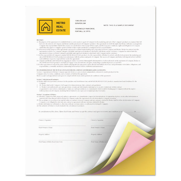 xerox™ Vitality Multipurpose Carbonless 4-Part Paper, 8.5 x 11, Goldenrod/Pink/Canary/White, 5,000/Carton (XER3R12856)