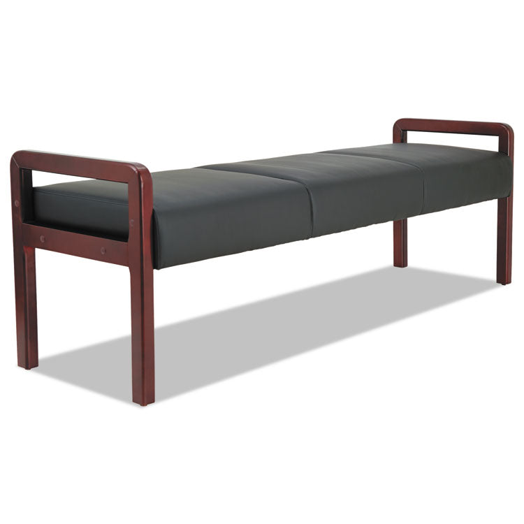 Alera® Alera Reception Lounge WL Series Bench, Three-Seater, 65.75w x 22.25d x 22.88h, Black/Mahogany (ALERL2419M)