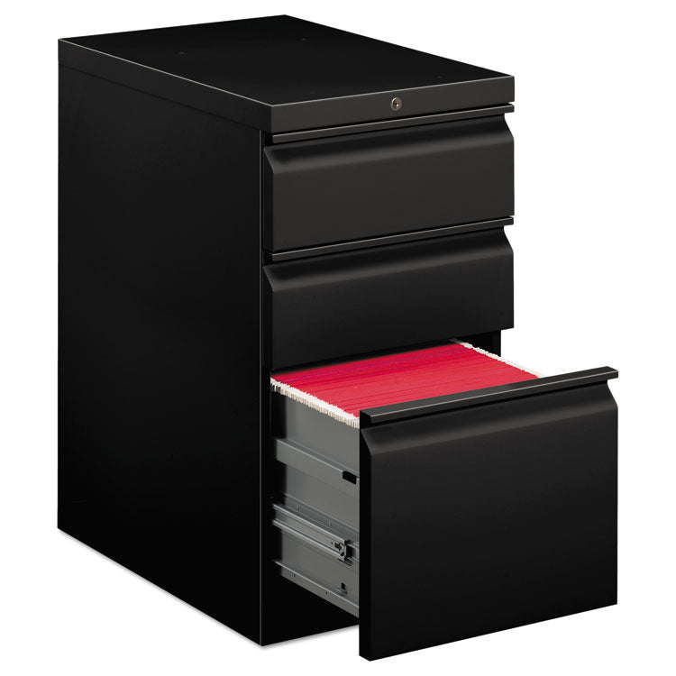 HON® Brigade Mobile Pedestal with Pencil Tray Insert, Left or Right, 3-Drawers: Box/Box/File, Letter, Black, 15" x 22.88" x 28" (HON33723RP)