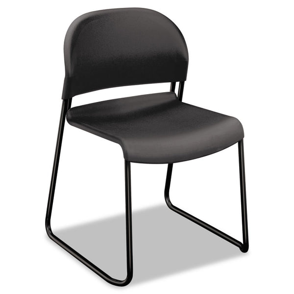 HON® GuestStacker High Density Chairs, Supports Up to 300 lb, 17.5" Seat Height, Lava Seat, Lava Back, Black Base, 4/Carton (HON4031LAT)