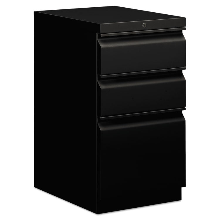 HON® Brigade Mobile Pedestal with Pencil Tray Insert, Left or Right, 3-Drawers: Box/Box/File, Letter, Black, 15" x 19.88" x 28" (HON33720RP)