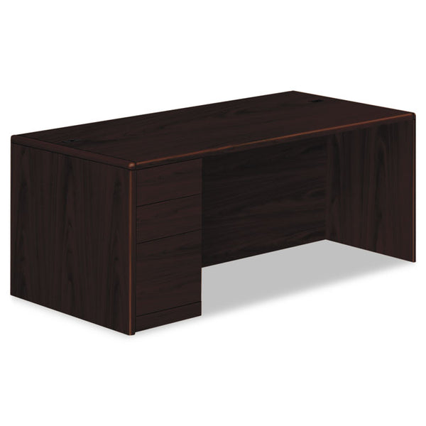 HON 10700 Series Single Pedestal Desk, Full Left Pedestal, 72w x 36d x 29.5h, Mahogany (HON10788LNN)