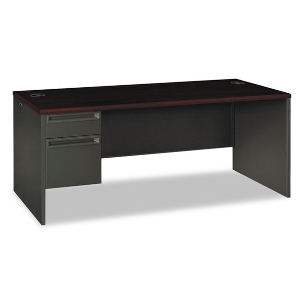 HON® 38000 Series Left Pedestal Desk, 72" x 36" x 29.5", Mahogany/Charcoal (HON38294LNS)