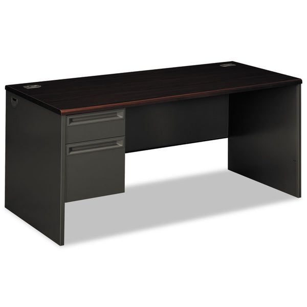 HON® 38000 Series Left Pedestal Desk, 66" x 30" x 29.5", Mahogany/Charcoal (HON38292LNS)