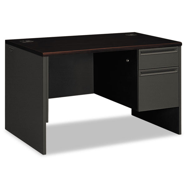 HON® 38000 Series Right Pedestal Desk, 48" x 30" x 29.5", Mahogany/Charcoal (HON38251NS)
