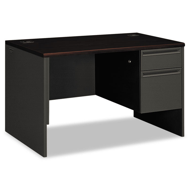 HON® 38000 Series Right Pedestal Desk, 48" x 30" x 29.5", Mahogany/Charcoal (HON38251NS) Each