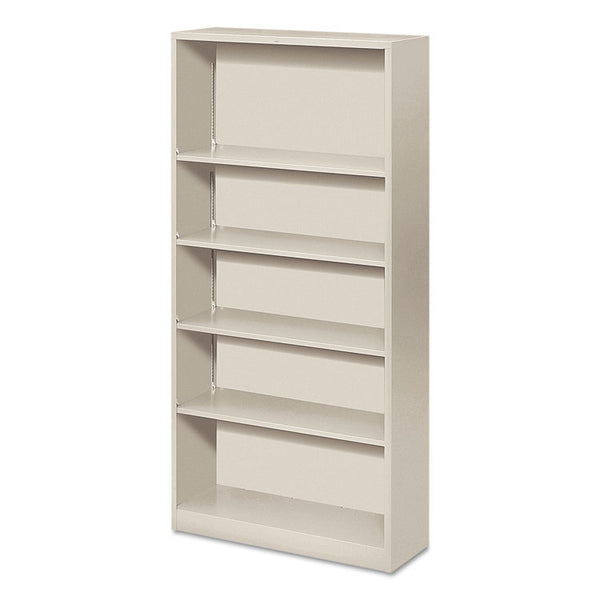 HON® Metal Bookcase, Five-Shelf, 34.5w x 12.63d x 71h, Light Gray (HONS72ABCQ)