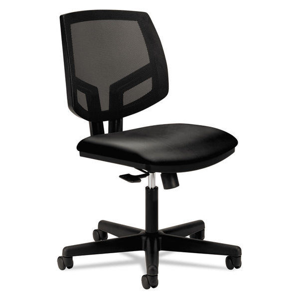 HON® Volt Series Mesh Back Leather Task Chair, Supports Up to 250 lb, 18.25" to 22" Seat Height, Black (HON5711SB11T)