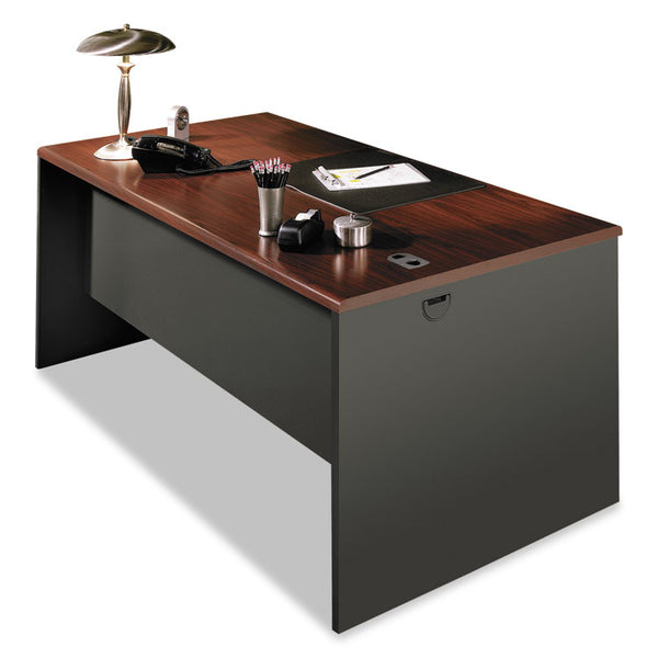 HON® 38000 Series Desk Shell, 60" x 30" x 29.5", Mahogany/Charcoal (HON38932NS)