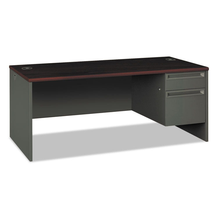 HON® 38000 Series Right Pedestal Desk, 72" x 36" x 29.5", Mahogany/Charcoal (HON38293RNS) Each