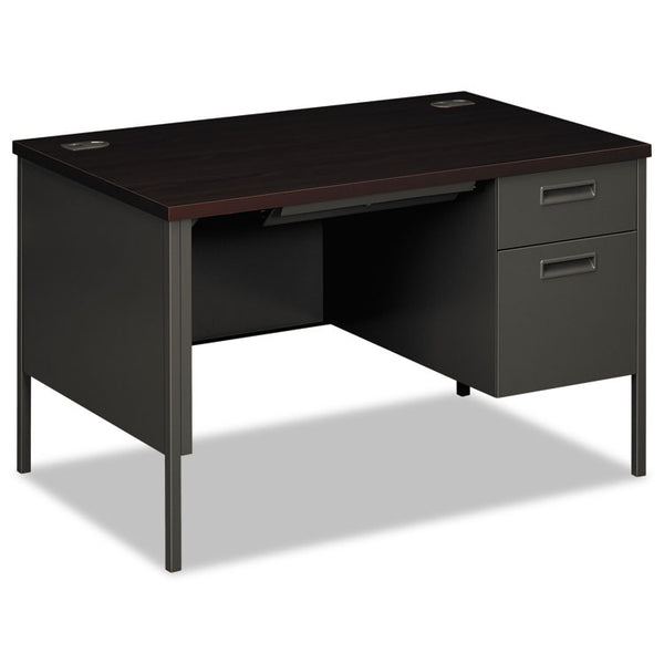 HON® Metro Classic Series Right Pedestal Desk, 48" x 30" x 29.5", Mahogany/Charcoal (HONP3251RNS)