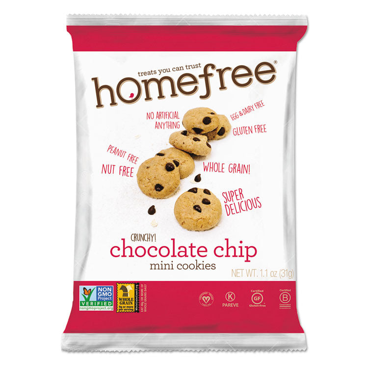 Homefree® Gluten Free Chocolate Chip Mini Cookies, 1.1 oz Pack, 30/Carton (HMF01873) Case of 30