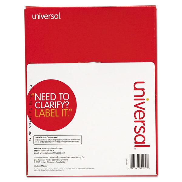 Universal® White Labels, Inkjet/Laser Printers, 1 x 2.63, White, 30/Sheet, 100 Sheets/Box (UNV80102)