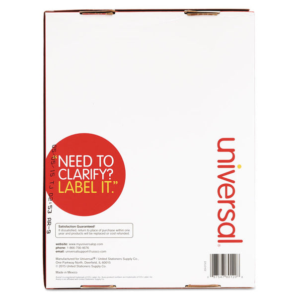 Universal® White Labels, Inkjet/Laser Printers, 1 x 2.63, White, 30/Sheet, 250 Sheets/Pack (UNV80120)