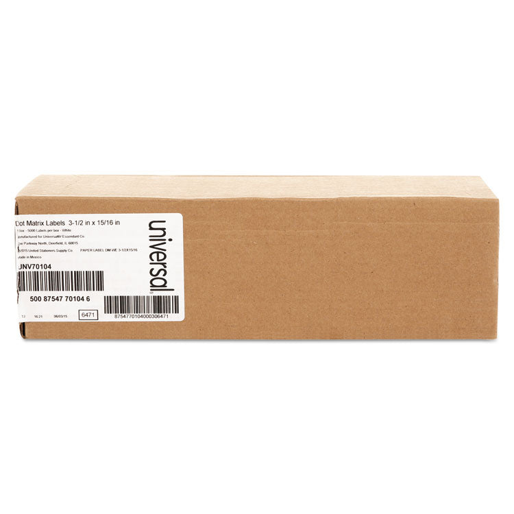 Universal® Dot Matrix Printer Labels, Dot Matrix Printers, 0.94 x 3.5, White, 5,000/Box (UNV70104) 5000 Sheets