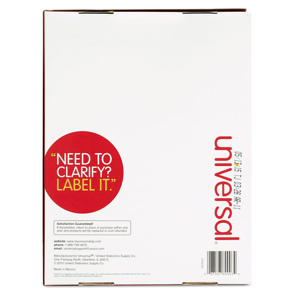 Universal® White Labels, Inkjet/Laser Printers, 1.33 x 4, White, 14/Sheet, 250 Sheets/Box (UNV80003)