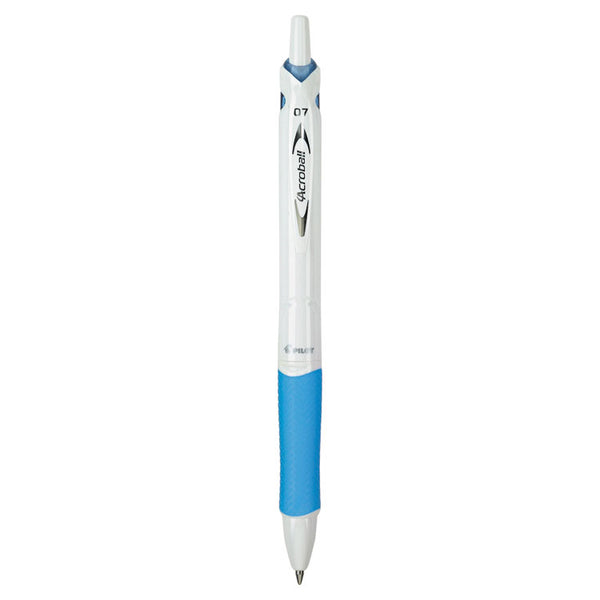 Pilot® Acroball PureWhite Advanced Ink Hybrid Gel Pen, Retractable, Fine 0.7 mm, Black Ink, White/Blue Barrel (PIL31850)