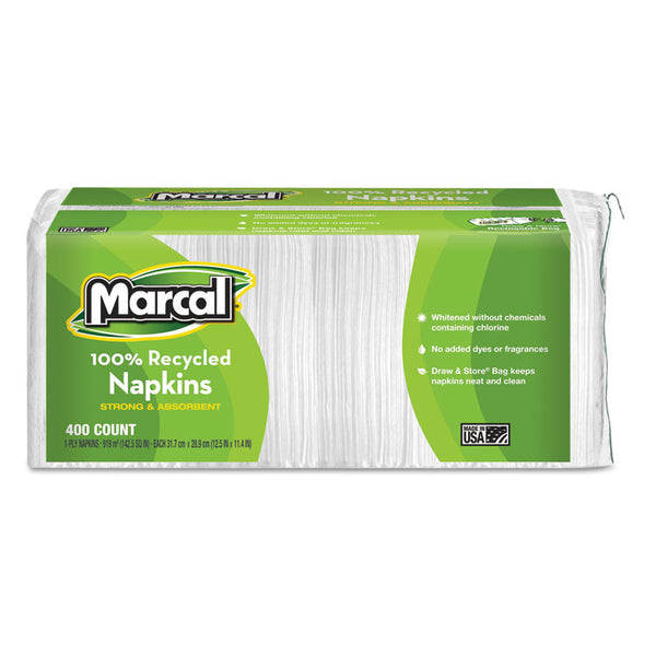 Marcal® 100% Recycled Luncheon Napkins, 11.4 x 12.5, White, 400/Pack, 6PK/CT (MRC6506)