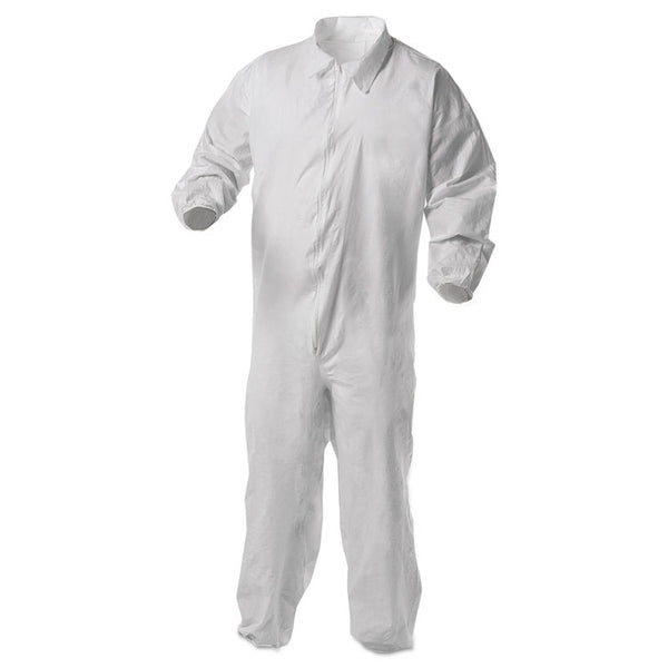 KleenGuard™ A35 Liquid and Particle Protection Coveralls, Zipper Front, Elastic Wrists and Ankles, 2X-Large, White, 25/Carton (KCC38930)