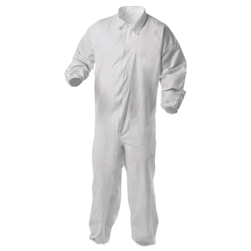 KleenGuard™ A35 Liquid and Particle Protection Coveralls, Zipper Front, Elastic Wrists and Ankles, 2X-Large, White, 25/Carton (ANS38930) Case of 25