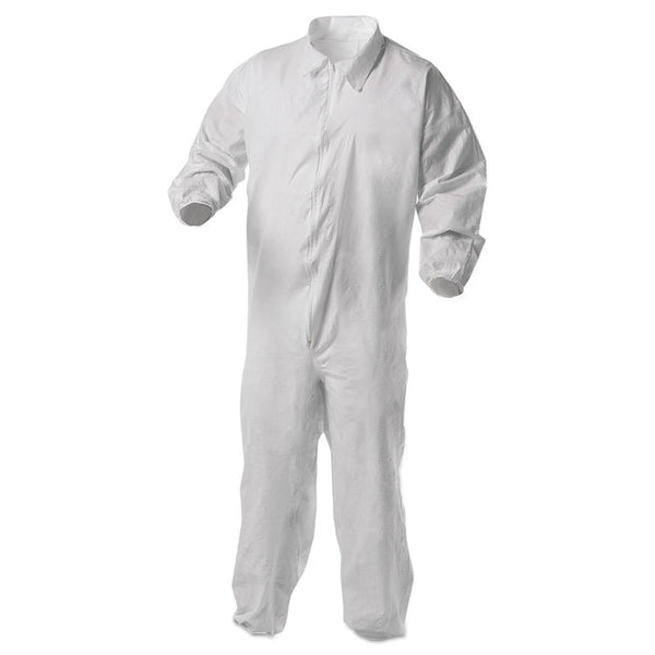 KleenGuard™ A35 Liquid and Particle Protection Coveralls, Zipper Front, Elastic Wrists and Ankles, X-Large, White, 25/Carton (KCC38929) Case of 25