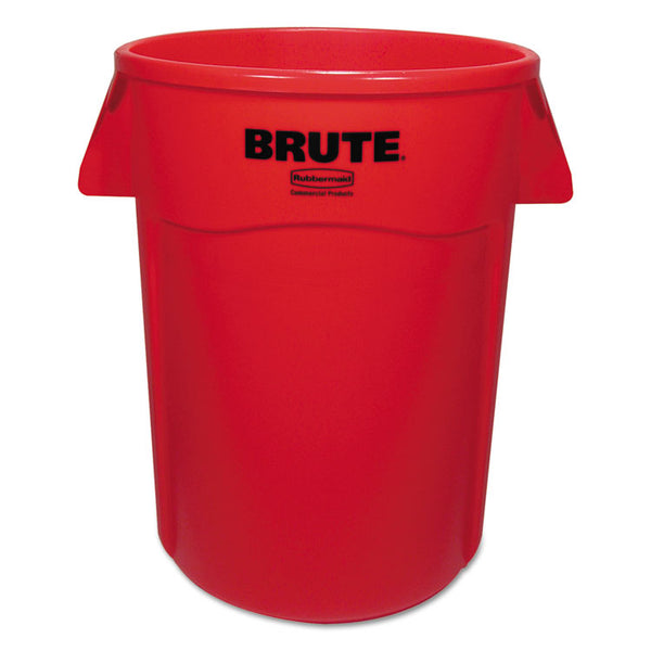 Rubbermaid® Commercial Vented Round Brute Container, 44 gal, Plastic, Red (RCP264360REDEA)