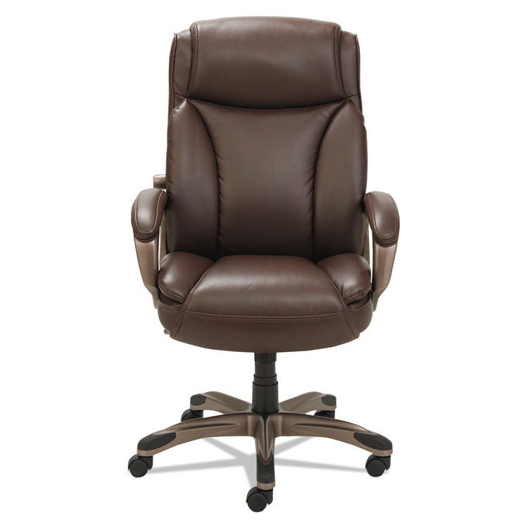 Alera® Alera Veon Series Executive High-Back Bonded Leather Chair, Supports Up to 275 lb, Brown Seat/Back, Bronze Base (ALEVN4159)