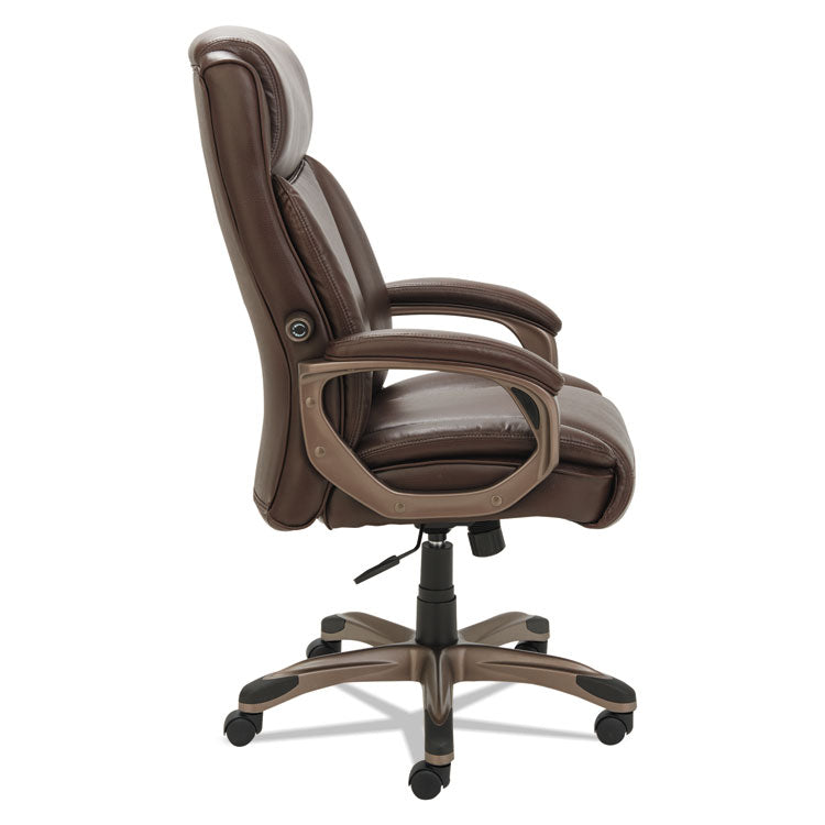 Alera® Alera Veon Series Executive High-Back Bonded Leather Chair, Supports Up to 275 lb, Brown Seat/Back, Bronze Base (ALEVN4159)