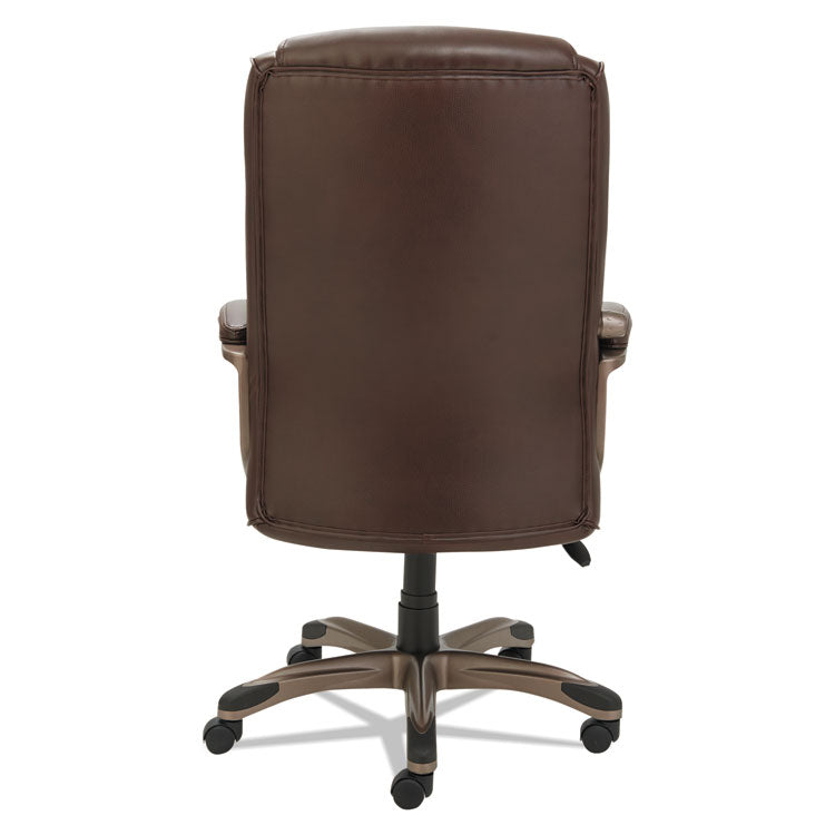 Alera® Alera Veon Series Executive High-Back Bonded Leather Chair, Supports Up to 275 lb, Brown Seat/Back, Bronze Base (ALEVN4159)