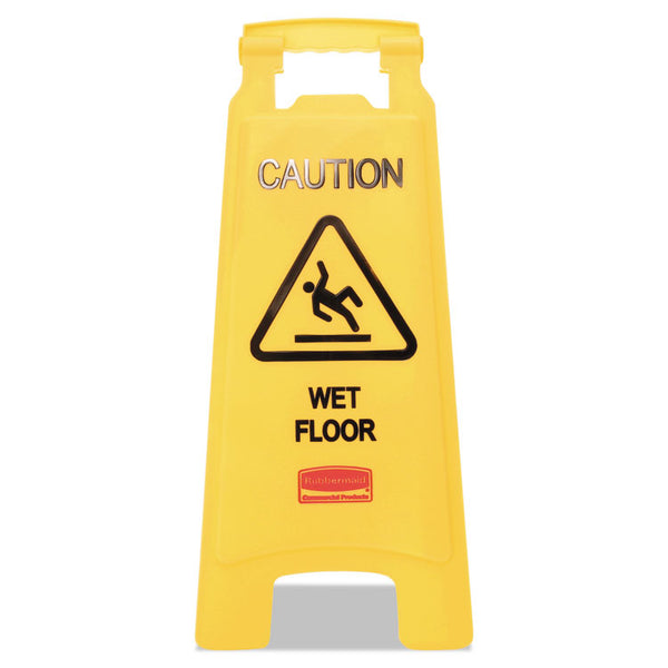 Rubbermaid® Commercial Caution Wet Floor Sign, 11 x 12 x 25, Bright Yellow, 6/Carton (RCP611277YWCT)