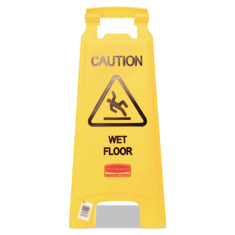 Rubbermaid® Commercial Caution Wet Floor Sign, 11 x 12 x 25, Bright Yellow (RCP611277YW)