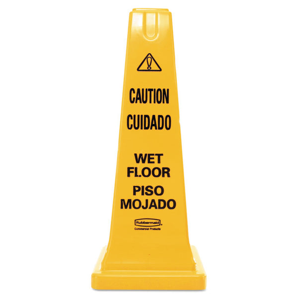 Rubbermaid® Commercial Multilingual Wet Floor Safety Cone, 10.55 x 10.5 x 25.63, Yellow (RCP627777) Each