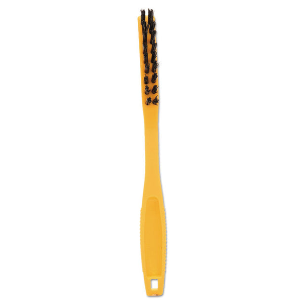 Rubbermaid® Commercial Synthetic-Fill Tile and Grout Brush, Black Plastic Bristles, 2.5" Brush, 8.5" Yellow Plastic Handle (RCP9B56BLA)