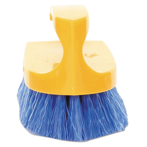 Rubbermaid® Commercial Iron-Shaped Handle Scrub Brush, Blue Polypropylene Bristles, 6" Brush, 6" Yellow Plastic Handle (RCP6482COB)
